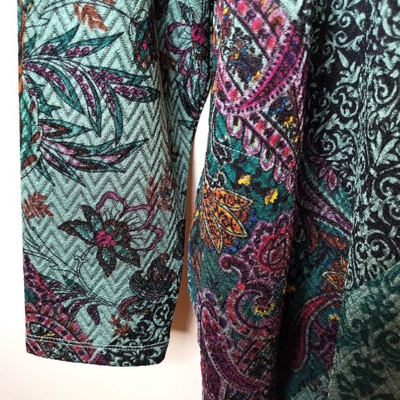 Susan Graver Floral Jacket Bohemian Stretch One Button - Picture 5 of 12